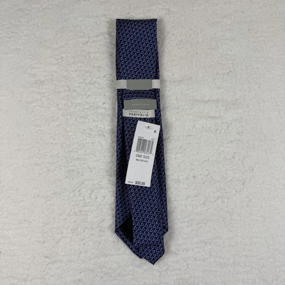 PERRY ELLIS Portfolio Men's 100% Polyester Tie ~ Mackin Geo ~ NEW MSRP: $55.00